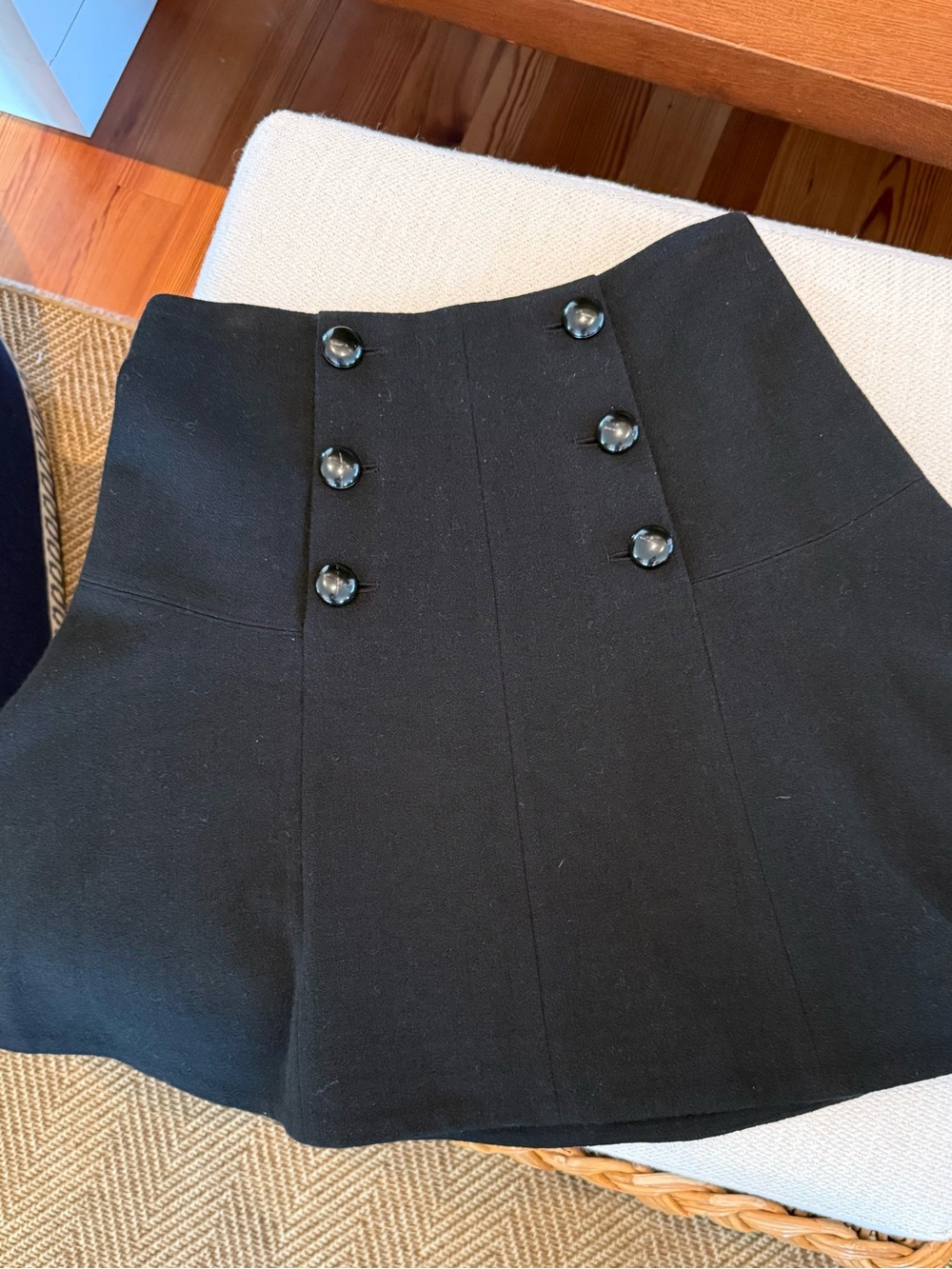 Proenza Schouler Classic Black Button-Front A-Line Skirt